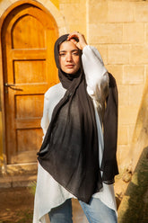 Linen modal scarf- Black